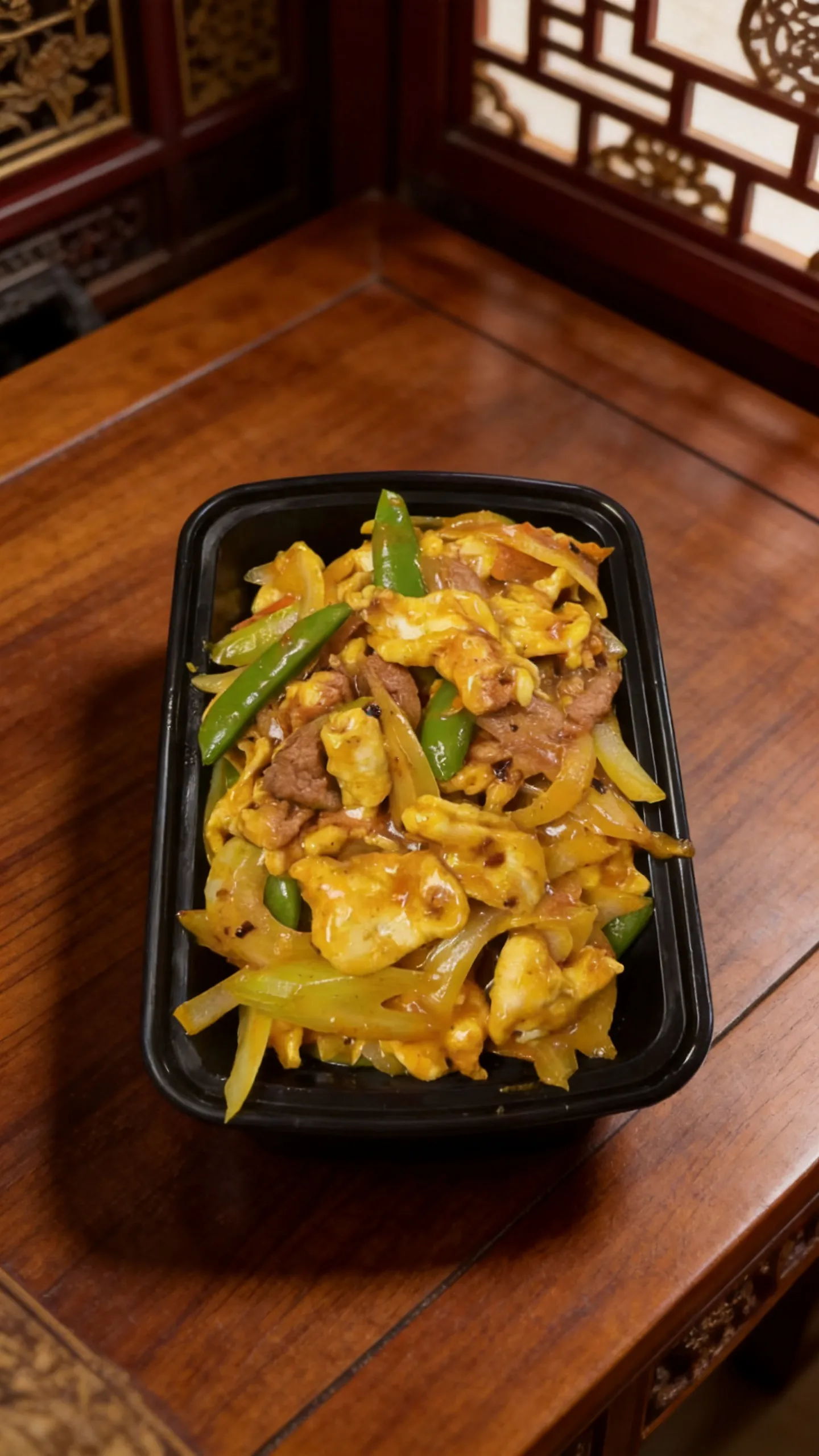 Pork and Scrambled Eggs with Snow Peas at Dragon Bowl, Asian Cuisine Restaurant in The Village